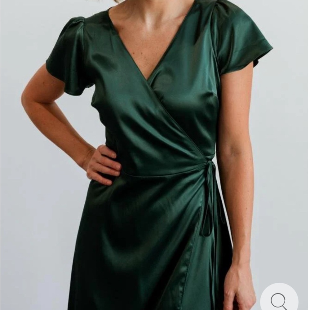 Satin green bridesmaid dress